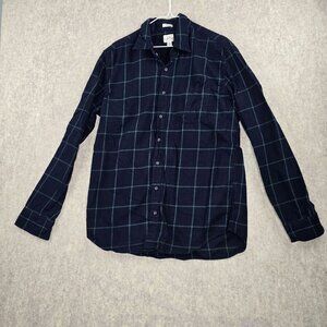 J.Crew Mens Brushed Twill Plaid Button Down Shirt Navy & Green LT Classic Fit